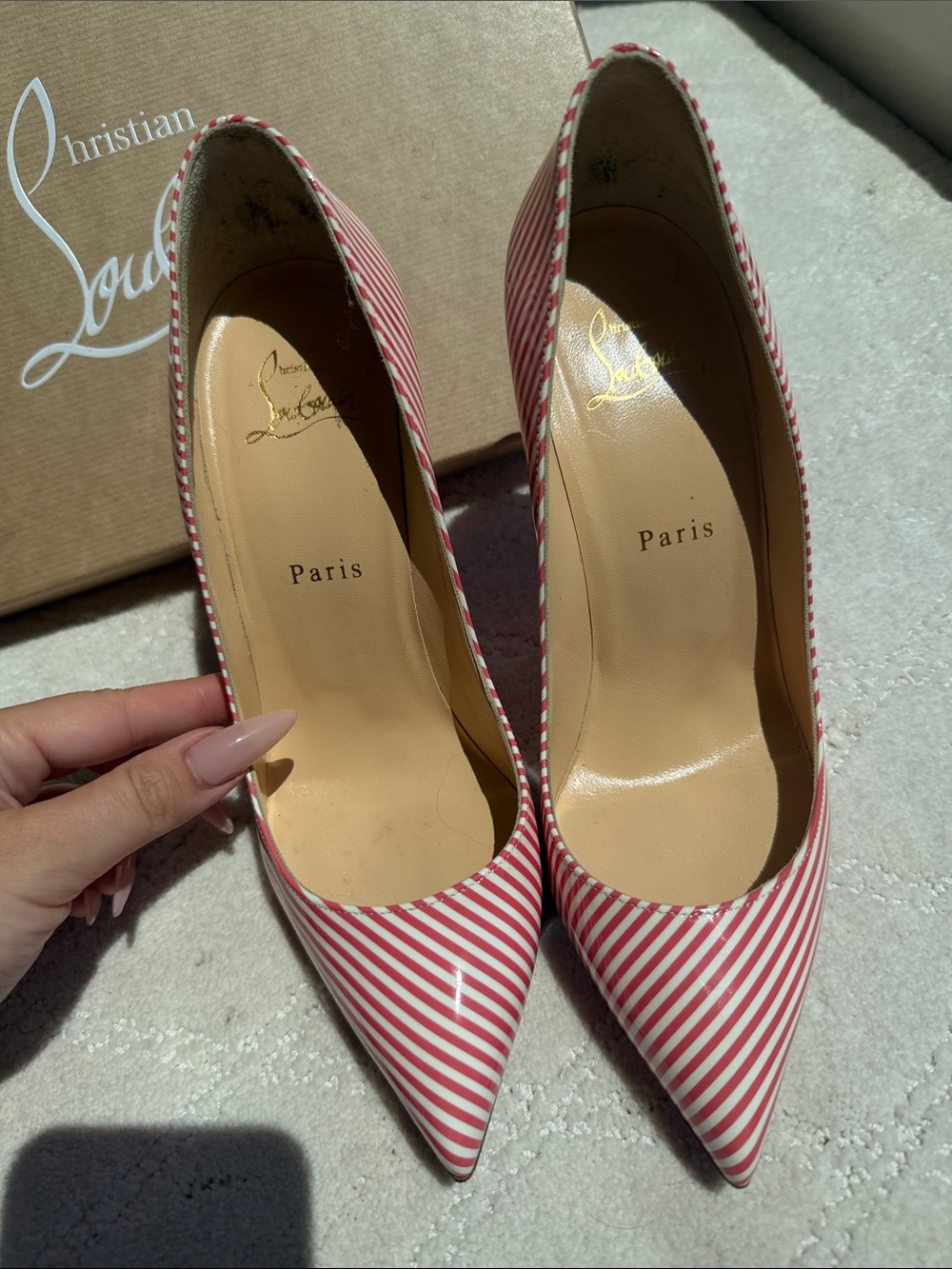 Christian Louboutin Candy Striped Pumps - Picture 2 of 5
